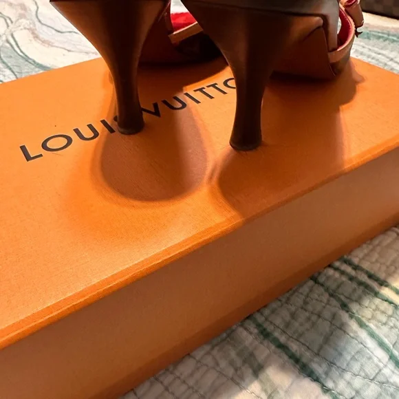 Louis Vuitton Cherry Cerise Red and Brown Women's Sandals - Picture 4 of 6
